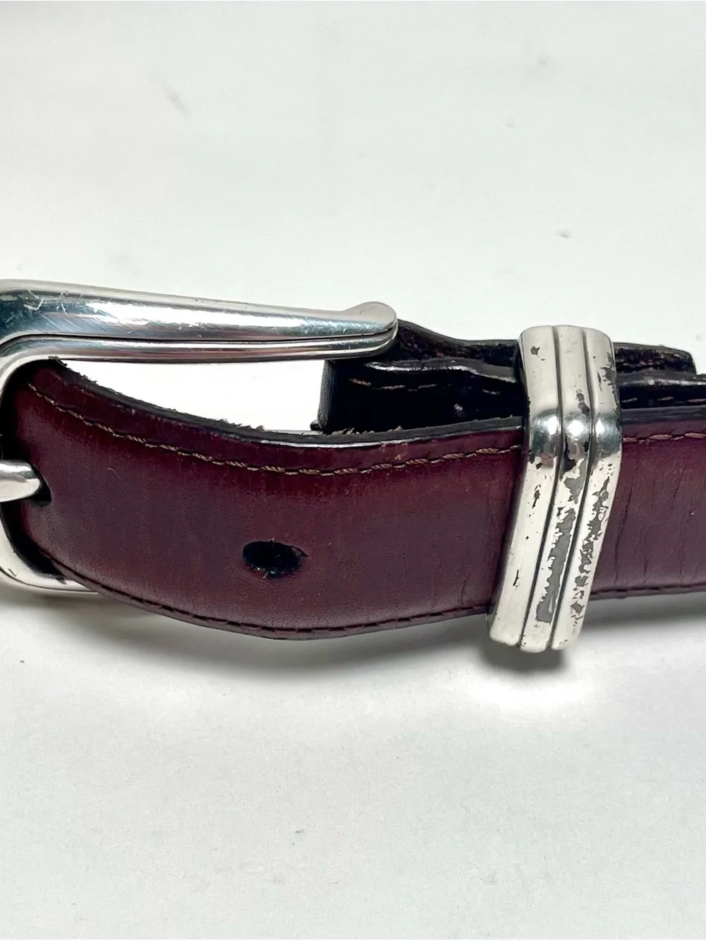 Onyx By Brighton Golf Belt Brown Leather Black Trim Silver Hardware Vintage Y2K